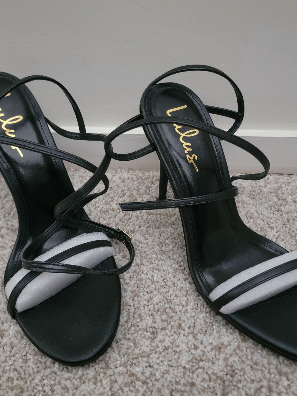 Lulu's Black Strappy High-Heel Sandals